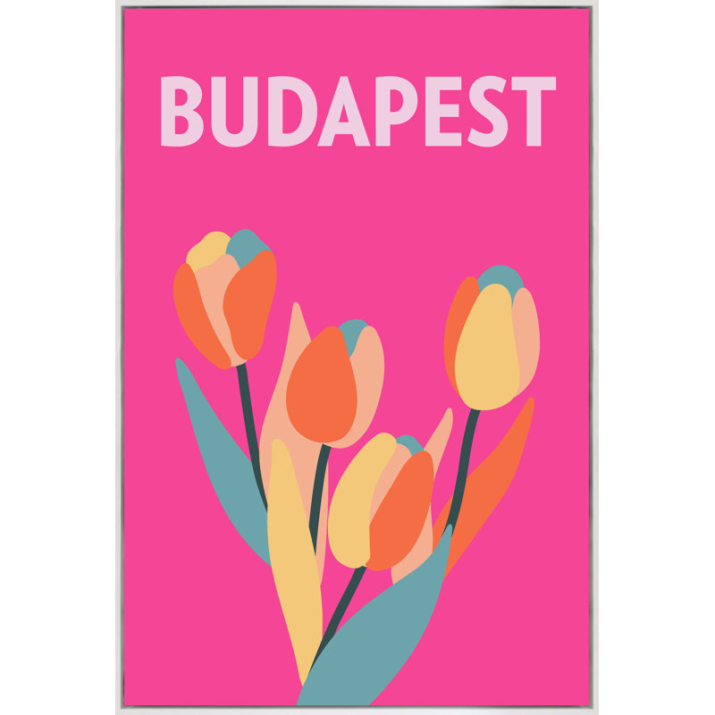 Budapest Print, White Framed, 41" H x 27" W
