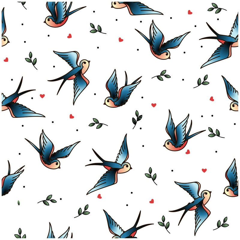 Rouleau de papier peint adhésif 8,5 pi x 24 po Daytwan Birds Old School