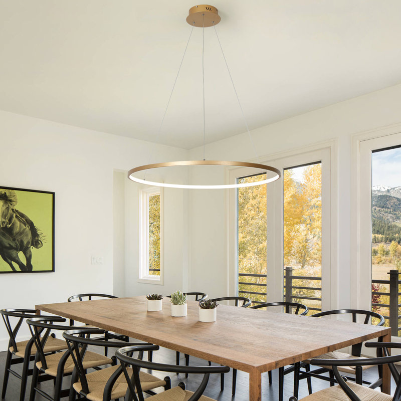 1 - Light LED Pendant, 0.8" H x 32" W x 32" D, Gold