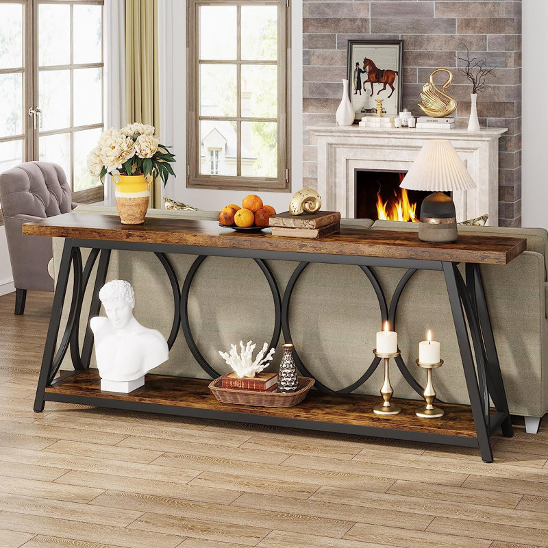 Pierz 70.87'' Console Table, Brown/Black