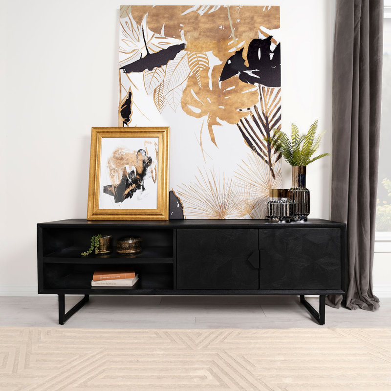 Manaya Charcoal Black 2-Door TV Stand