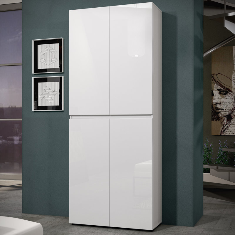 Sahad 30 Pair Shoe Storage Cabinet, White Gloss