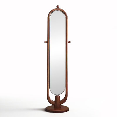 Medieval-Style White Waxwood Frame Rotatable Wall Mirror
