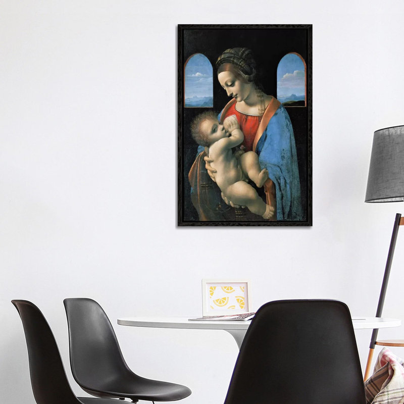 Madonna Litta, 1490 by Leonardo Da Vinci - Print on Canvas, Black Framed, 101.6 cm H x 66.04 cm W