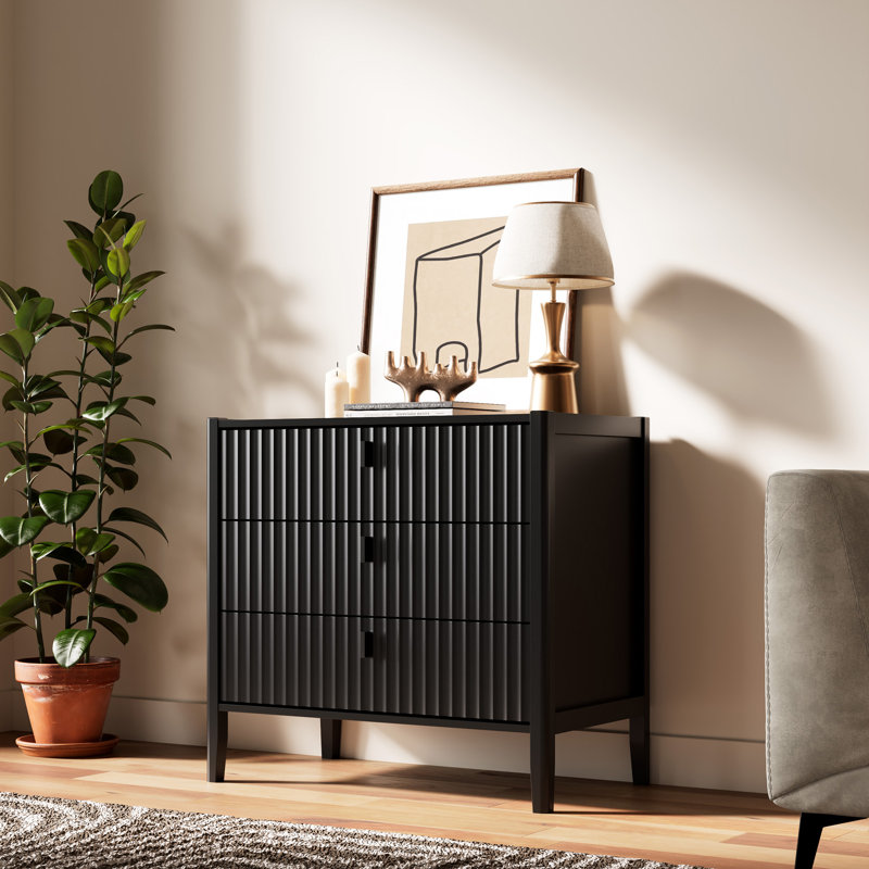 3 - Drawer Dresser, 31.5" W, Black