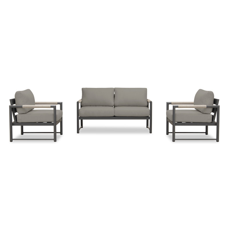 Arden Outdoor 3 - Piece Conversation Set, Canvas Charcoal Sunbrella® Canvas, Slate Gray
