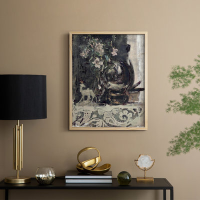 «Vintage Floral Print», reproduction encadrée en bois massif