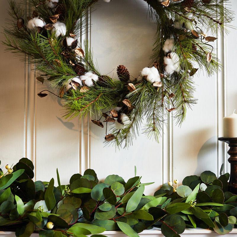 Guirlande ou chemin de table Seeded Silver Dollar & Needleleaf Eucalyptus, L 5"