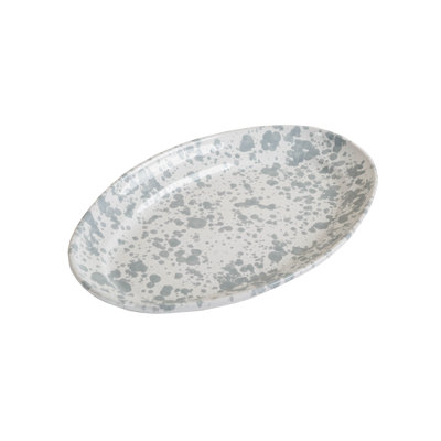 Taverna Speckled Oval Platter, Turquoise/White