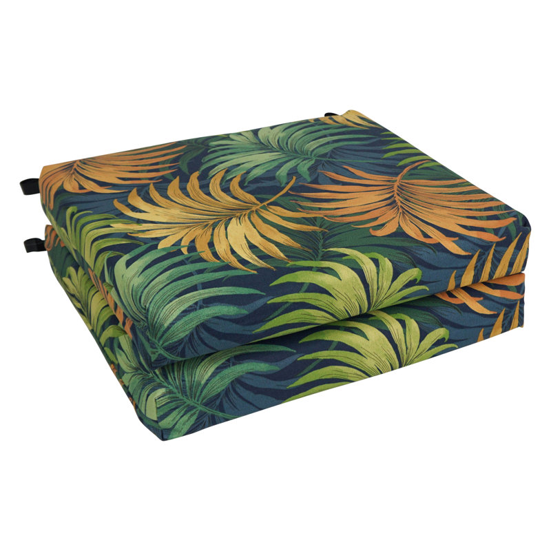 Indoor/Outdoor Adirondack Chair Cushion, 3" H x 20" W x 19" D, Navy/Green