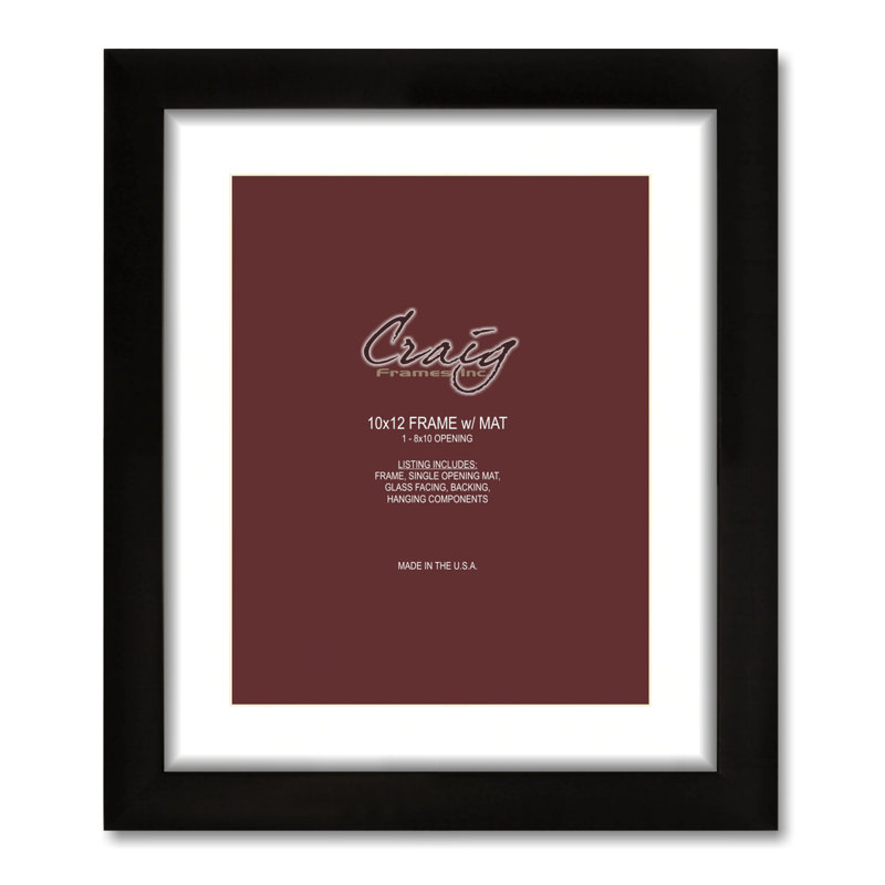 Ruyle Black Matte Picture Frame with Mat, 8" x 10", 13.5" x 13.5"