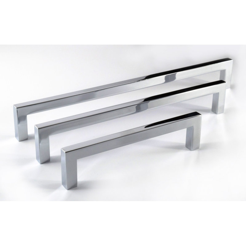 Poignée barre 10 po en zinc massif, Chrome poli, 10"