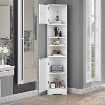 Armoire de salle de bain sur pied autoportante avec tablette réglable