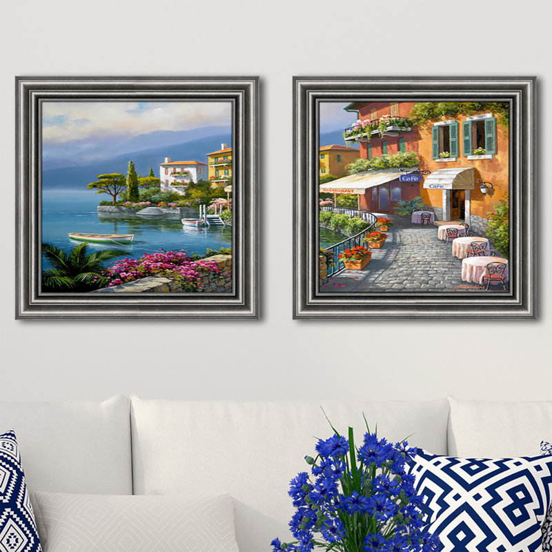 Seaside Bistro Cafe - ensemble de 2 peintures encadrées