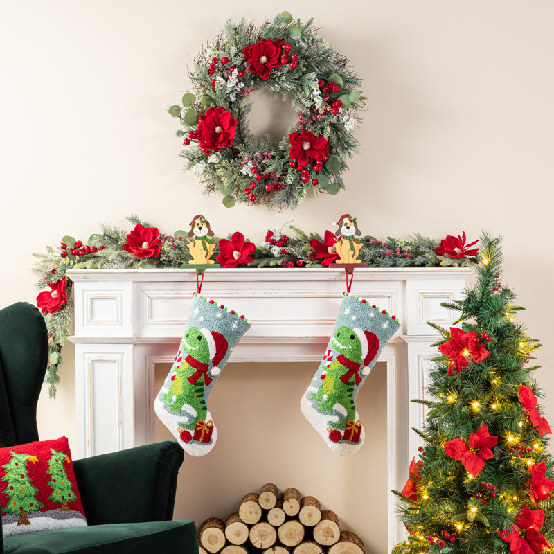 Chaussette de Noël dinosaure - Décoration de Noël amusante avec crochet
