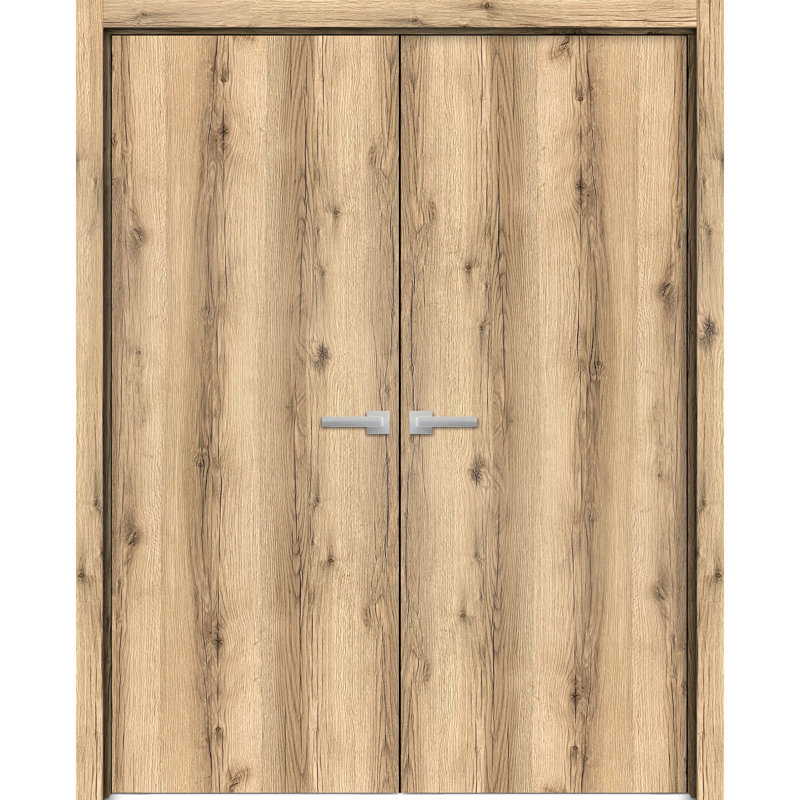 Portes françaises à panneaux en bois Planum, 36 po x 80 po, Chêne