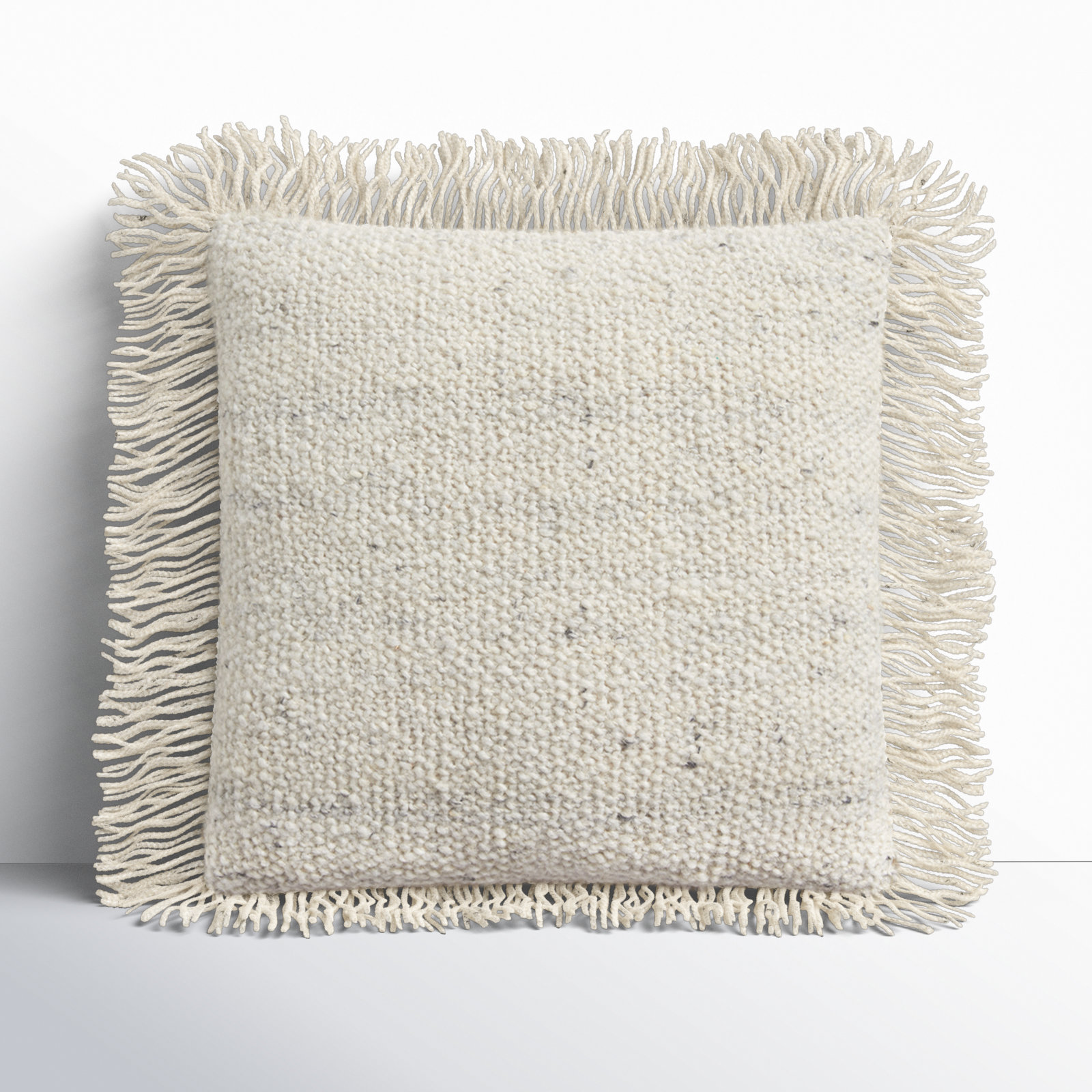 Vila Fringed Throw Pillow, Ivory, Polyester/Polyfill
