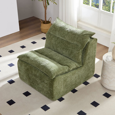 Single Chair Sofa Lounge Chair With Backrest Fully Compressed Sofa Suitable For Living Room, Bedroom, Polyester,GREEN