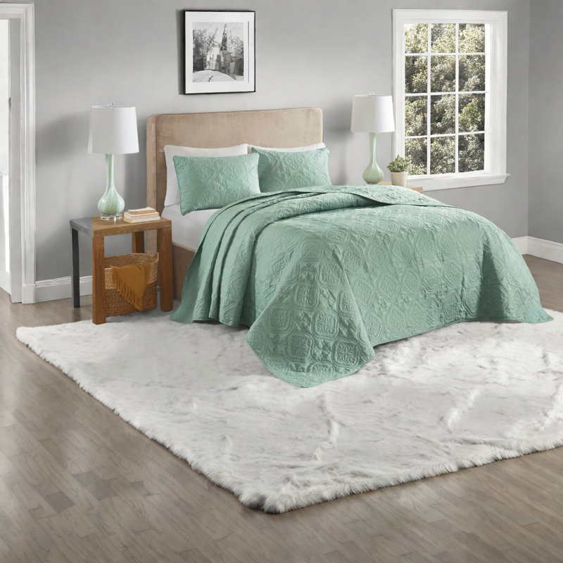 Oversized Reversible Bedding Sets Microfiber Medallion Quilted For Home