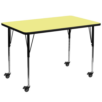 Goddard Commercial Adjustable Height Rectangular Activity Table with Locking Casters