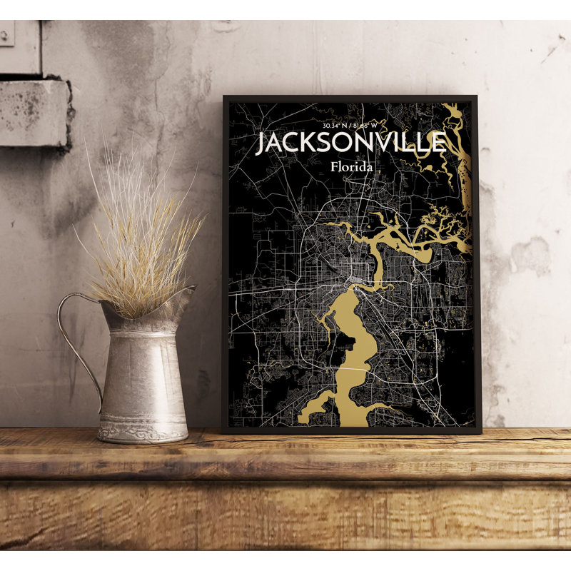 Jacksonville City Map - No Frame Print, 70.8 cm H x 40.6 cm W