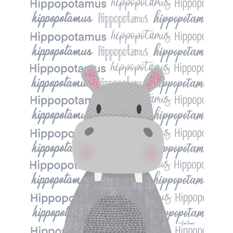 Bébé hippopotame - reproduction sur toile tendue, H 48 po x l 32 po x P 1,25 po