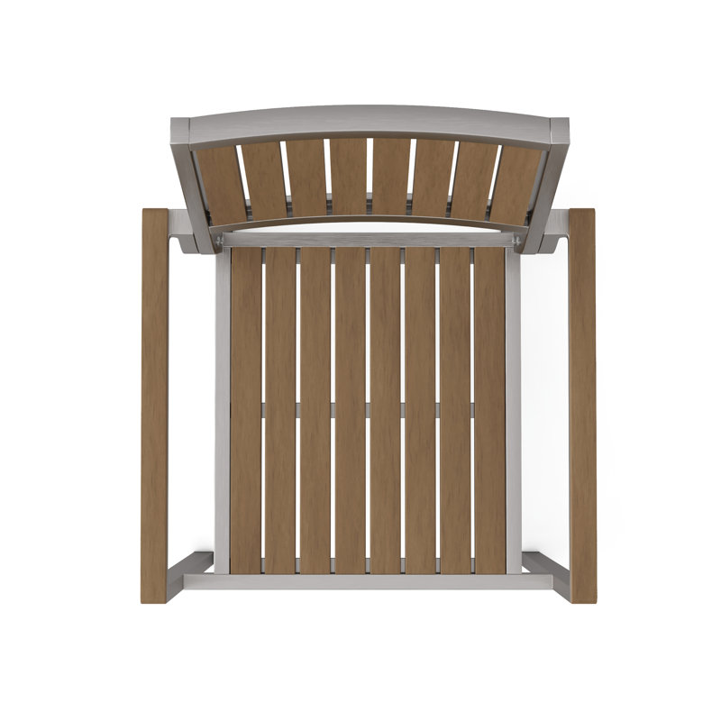 Ensemble de 2 fauteuils de salle à manger d'extérieur avec siège à lattes et structure en aluminium, naturel