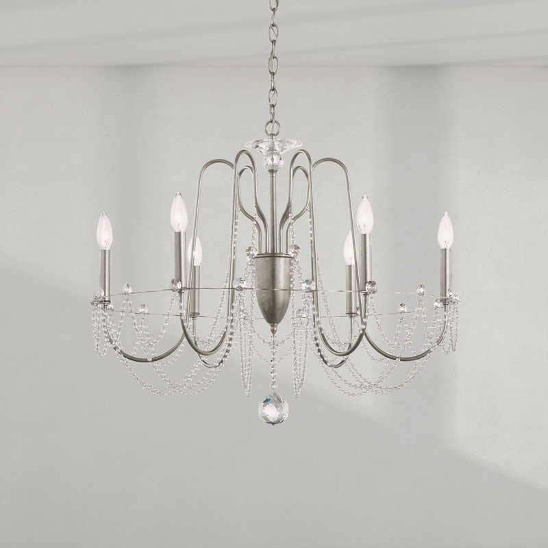 Esmery 6 - Light Chandelier, Clear Heritage Crystal, Antique Silver