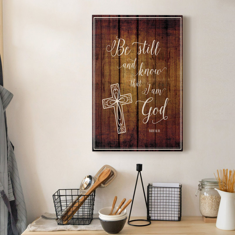 «Be Still», art textuel sur toile tendue, H 12 po x l 8 po x P 1 po