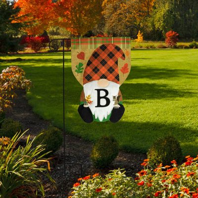 Automne gnome en toile de jute avec monogramme et lettre B