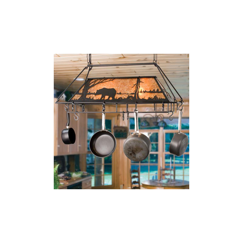 Bear at Lake Handcrafted Hanging Pot Rack