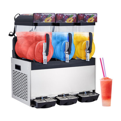 860W Commercial Slushie Machine – Double Tank 15L x 3 / 11.88 Gal, Stainless Steel Frozen Drink & Margarita Maker with Self-Cleaning