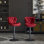 Ensemble de 2 tabourets de bar avec repose-pieds thermolaqué et base pivotante en velours à hauteur réglable et tabouret de bar simple