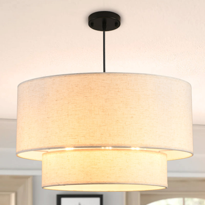 3-Light Dimmable Tiered Drum Chandelier