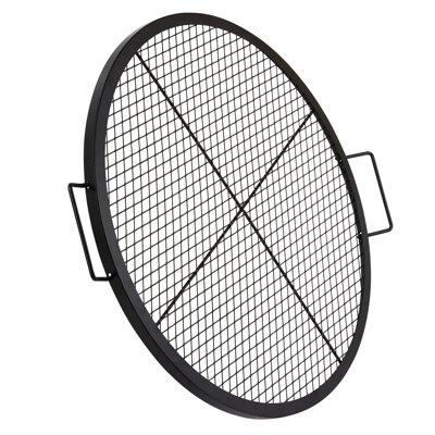 Foyer rond rond 30 po, acier robuste avec poignée, idéal pour les repas en famille, barbecue à chaleur de 30 po, fil de soutien, grands rassemblements, rouille et