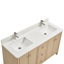 Argens Meuble-lavabo autoportant à simple cuve en chêne blanc avec plateau en quartz de Carrare