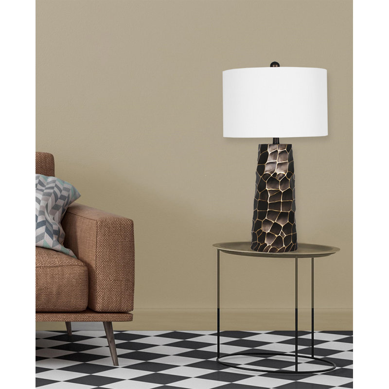 1-Light Oil Bronze Polyresin Table Lamp With A Shade