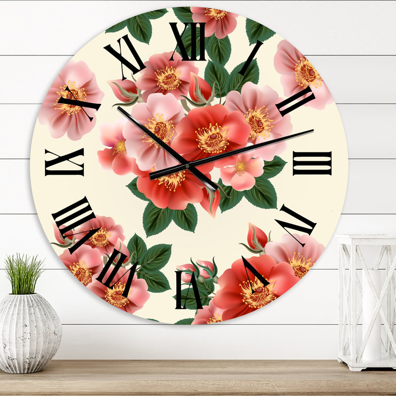 Vintage Red Roses - Horloge murale traditionnelle, Très petit