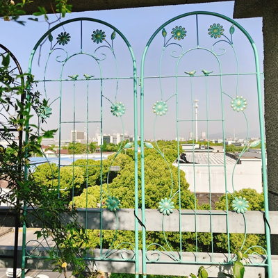 Paquet de 2 treillis de jardin en métal 86,7 po x 19,7 po antirouille pour plantes grimpantes, vert