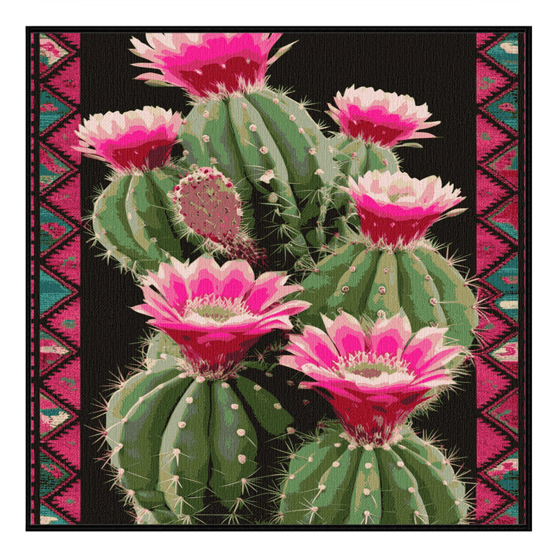  Tapis lavable en forme de figue de barbarie Southwestern, Carré 3 pi