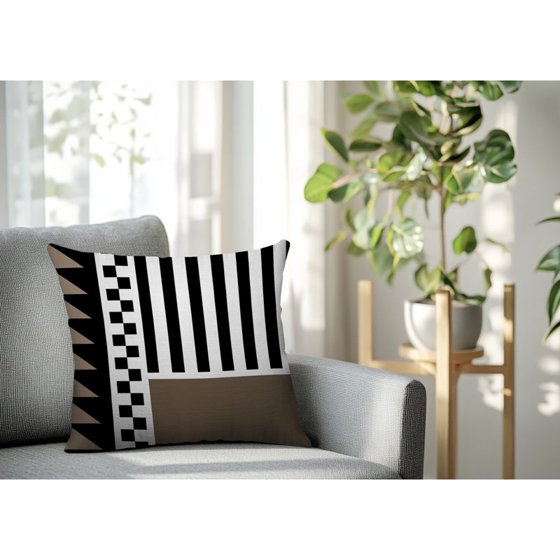 Oreiller carré réversible intérieur / extérieur Kaleido, Carré 16 po, Beige