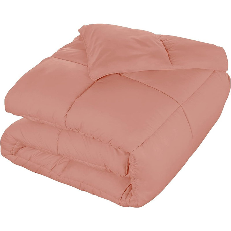Brushed Microfiber Comforter – Blush – Full, Medium Weight, Reversible, Down Alternative, Box Quilt Design
