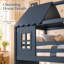 Lit superposé Benedict House avec glissade, échelle, étagères de rangement et armoire, lit superposé au sol avec barrières de sécurité-1946216194-1946216207
