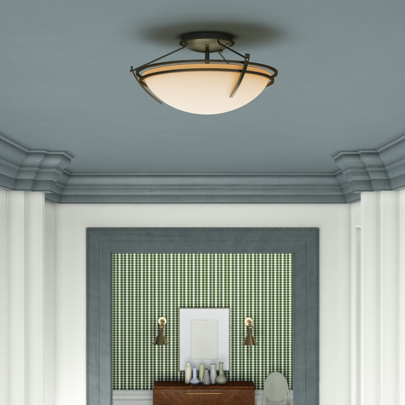 Tryne 2 - Light 16.4" Semi Flush Mount, Black, Opal