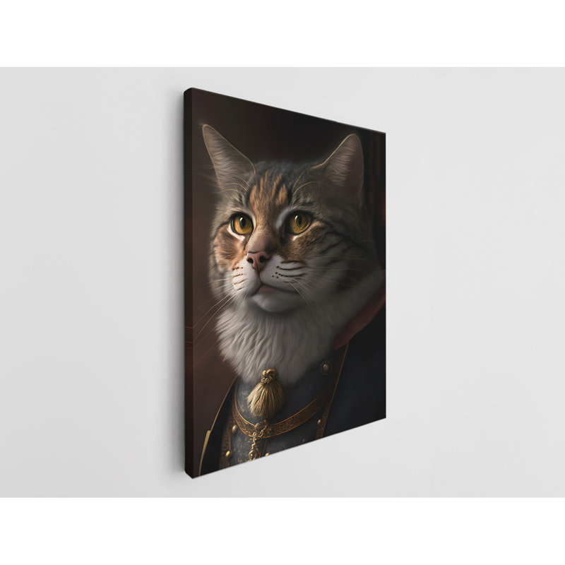 Chat impérial sur toile, H 30 po x l 20 po x P 1 po
