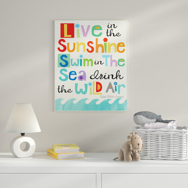 «Live In The Sunshine», art textuel, H 20 po x l 16 po x P 1,5 po, Toile tendue