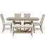 Ensemble de 6 tables de salle à manger en bois 6 pièces avec banc long et 4 chaises, style moderne, naturel