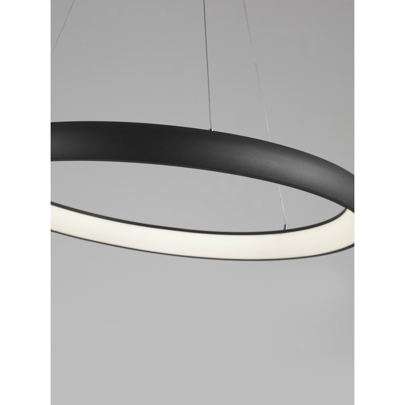 1 - Light LED Waggon Wheel Pendant, Black, 120cm H x 61cm W x 61cm D, Dimmable