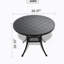 Table de salle à manger 39,37 pouces en fonte d'aluminium avec structure noire et texture sculptée sur le plateau de table