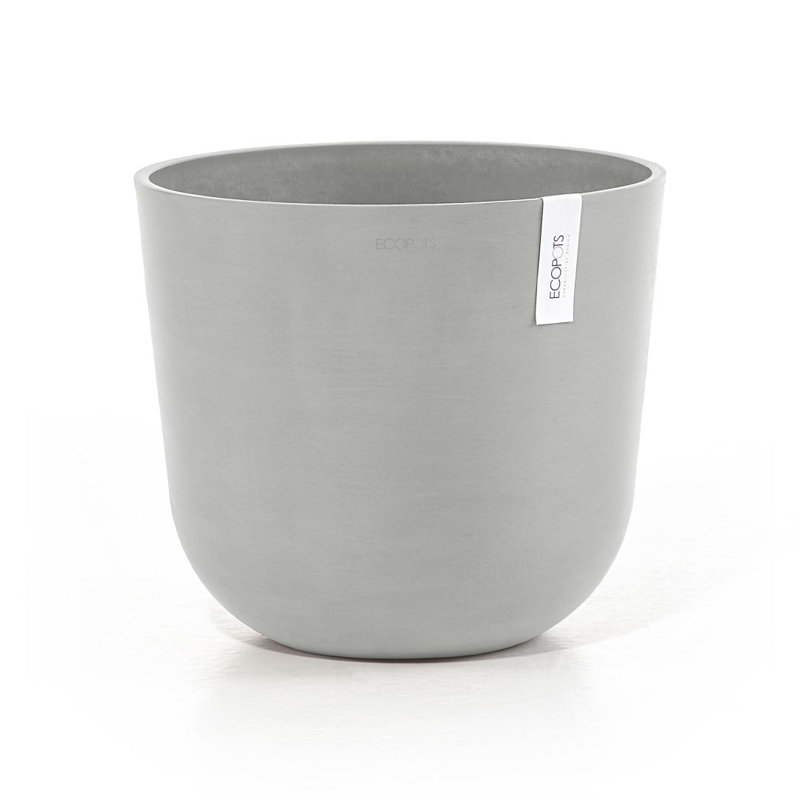 Ecopots Oslo Indoor/Outdoor Modern Recycled Plastic Flower Pot Planter, White Gray, 12" H x 14" W x 14" D